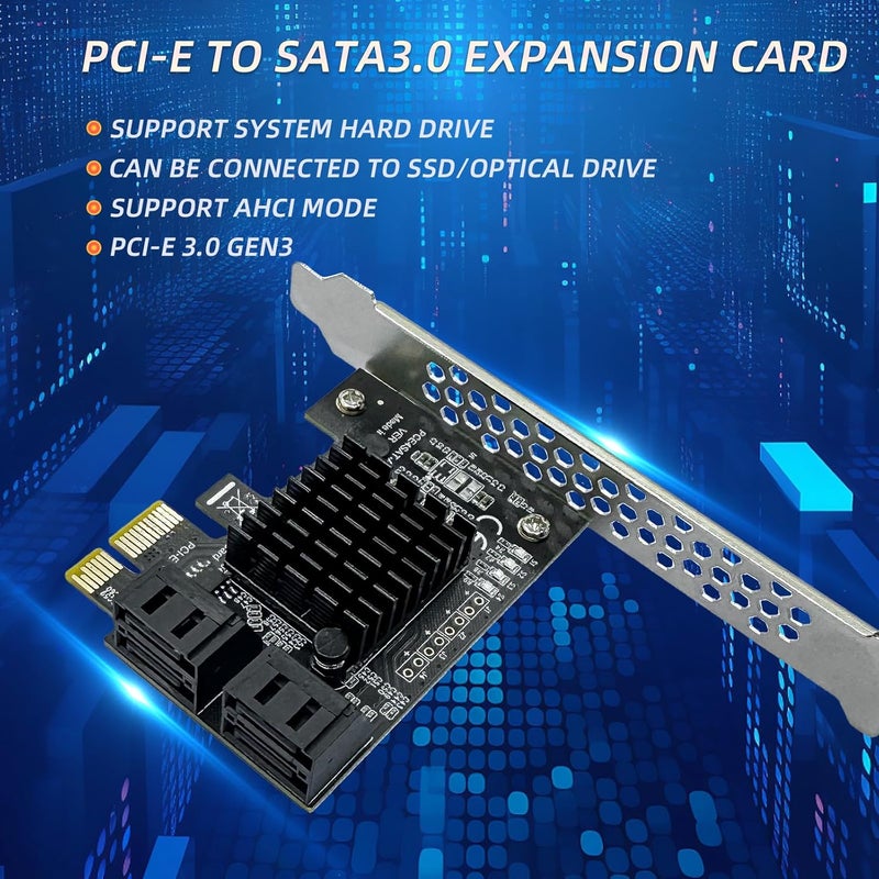 Xdingjiala 4-Port PCIe SATA III 6Gbps Expansion Card, PCIe x1 to 4 Port SATA 3.0 Controller Card - ASM1064 Chip, with Low Profile Bracket for Windows Linux Mac - Image 5